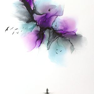 Serie Aires de Isla 1, mixta sobre papel yupo.65X47cm