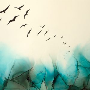 Serie Aires de Isla 6, mixta sobre papel yupo.70X105cm